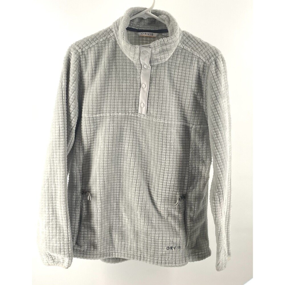 Orvis Women’s Mesa Fleece Quarter Snap Soft Cozy Plush Pullover Gray Large